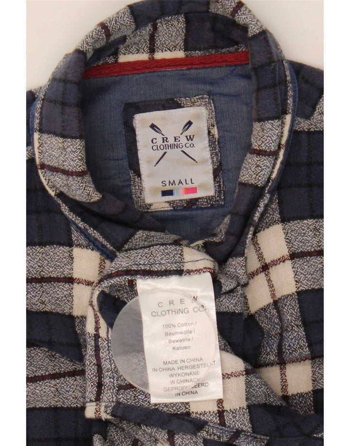 Crew Clothing Mens Flannel Shirt Small Navy Blue Check Cotton