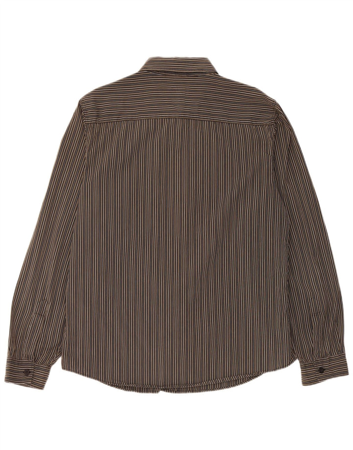 Armani Mens Shirt Large Green Striped Cotton