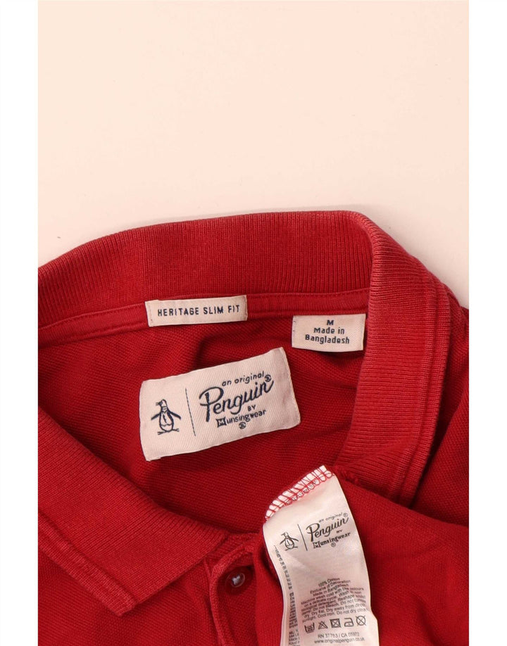 Penguin Mens Heritage Slim Fit Polo Shirt Medium Red Cotton