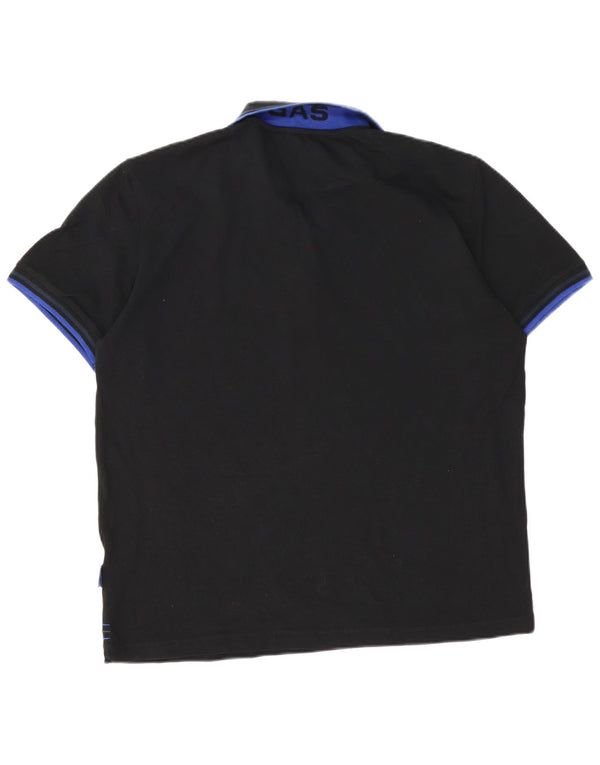 Gas Mens Polo Shirt 3XL Black Cotton