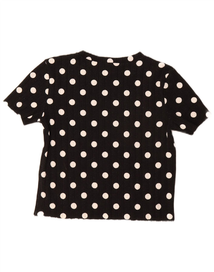 Zara Womens T-Shirt Top UK 14 Large Black Polka Dot