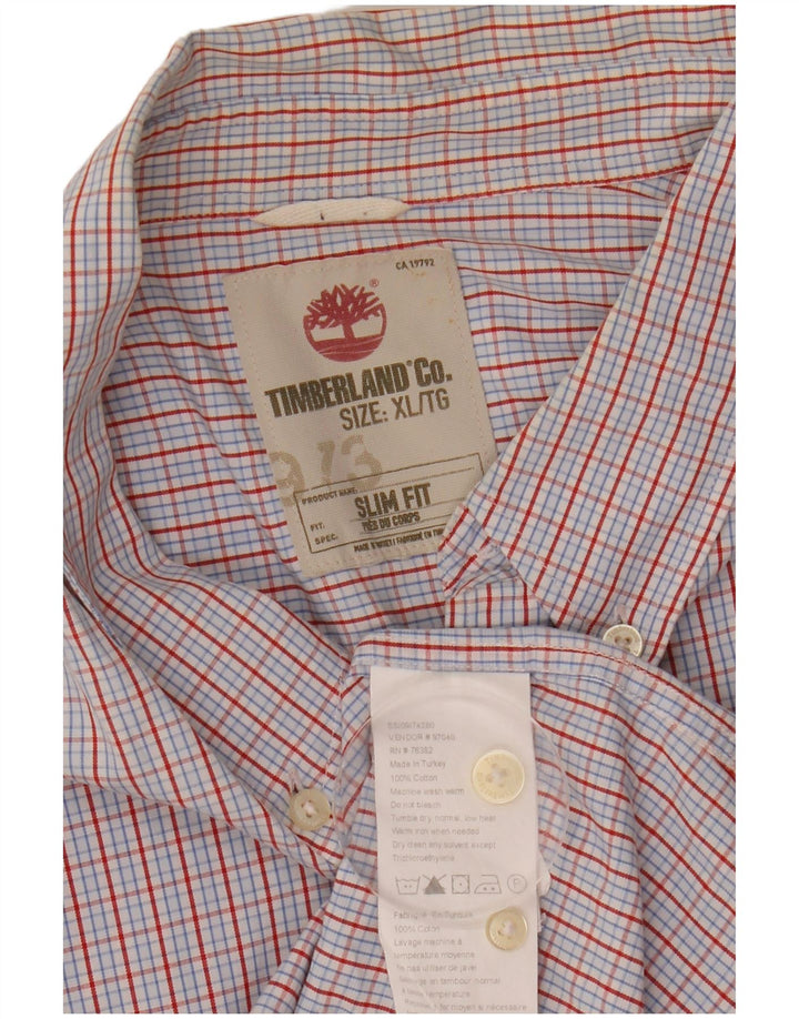 Timberland Mens Slim Fit Shirt XL Blue Check Cotton