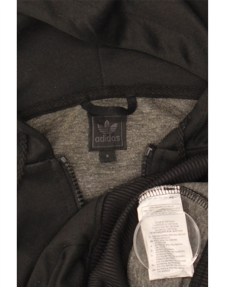 Adidas Womens Graphic Zip Hoodie Sweater UK 10 Small Black Polyester