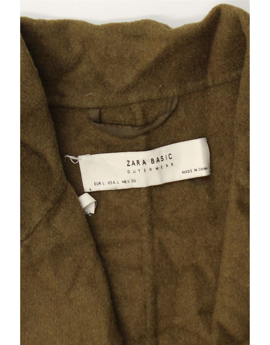 Zara Womens Oversized Overcoat UK 16 Large Khaki Wool