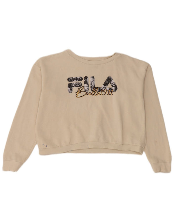 Fila Girls Crop Graphic Sweatshirt Jumper 15-16 Years Beige Cotton