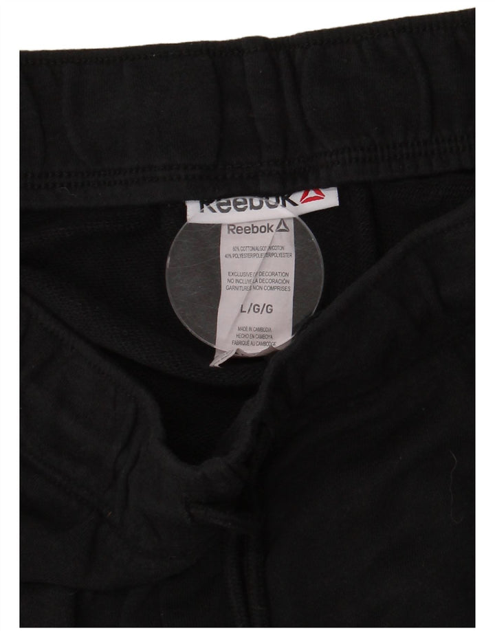 REEBOK Womens Sport Shorts UK 14 Large  Black Cotton