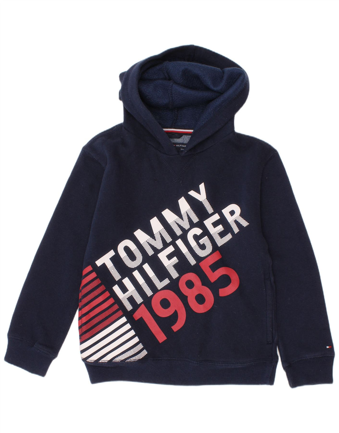 TOMMY HILFIGER Boys Graphic Hoodie Jumper 5-6 Years Navy Blue Cotton