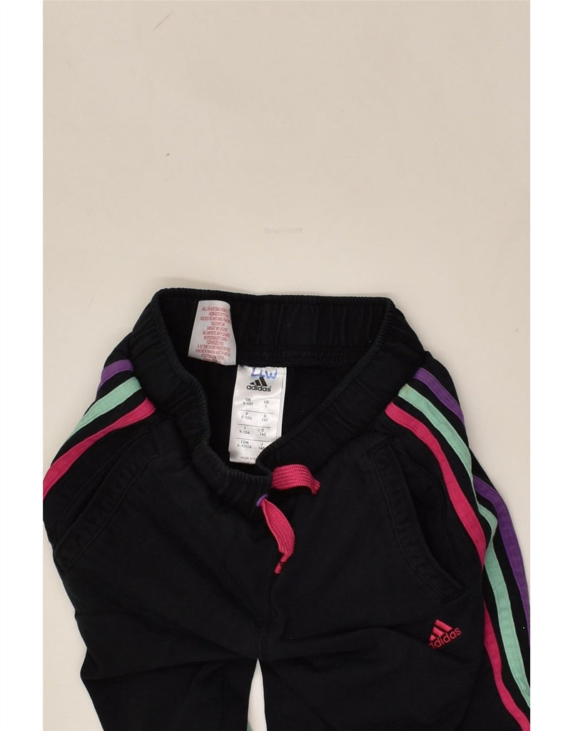 ADIDAS Girls Tracksuit Trousers Joggers 9-10 Years Black Cotton | Vintage Adidas | Thrift | Second-Hand Adidas | Used Clothing | Messina Hembry 