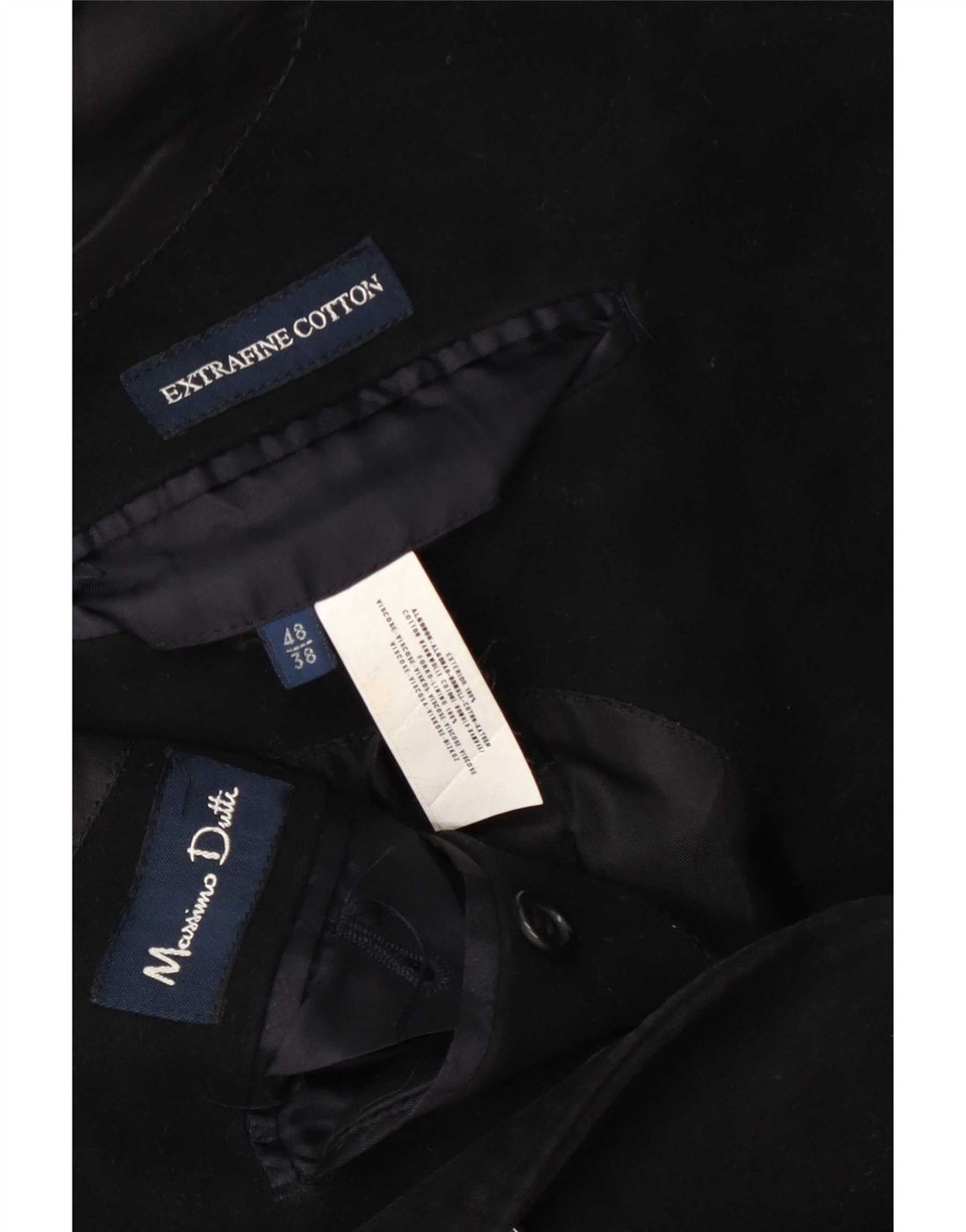Massimo Dutti Mens Overcoat EU 48 Medium Black Cotton