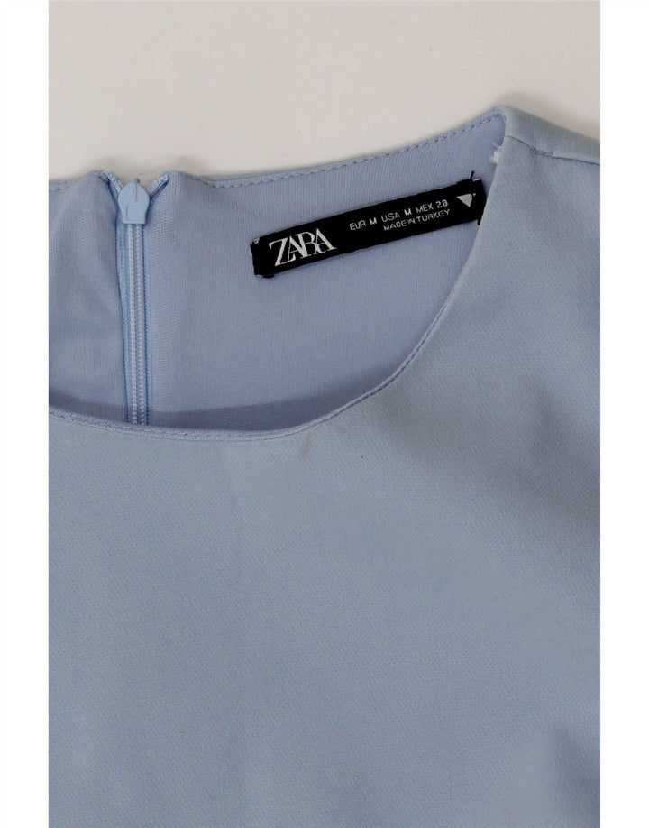 Zara Womens Playsuit UK 12 Medium Blue Polyester