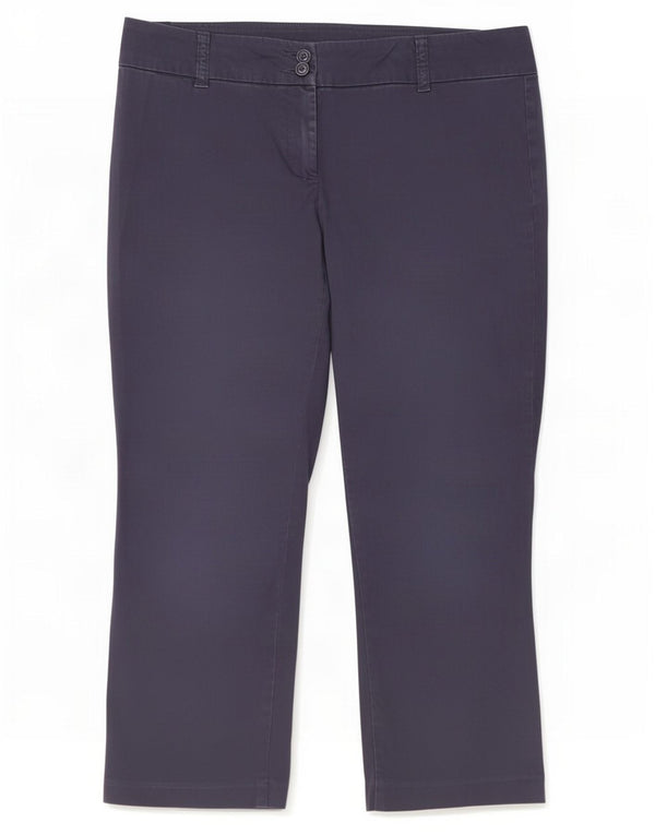Benetton Womens Straight Capri Trousers IT 44 Medium W32 L22 Navy Blue