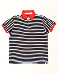 BROOKSFIELD Mens Slim Fit Polo Shirt IT 50 Medium Navy Blue Striped Cotton