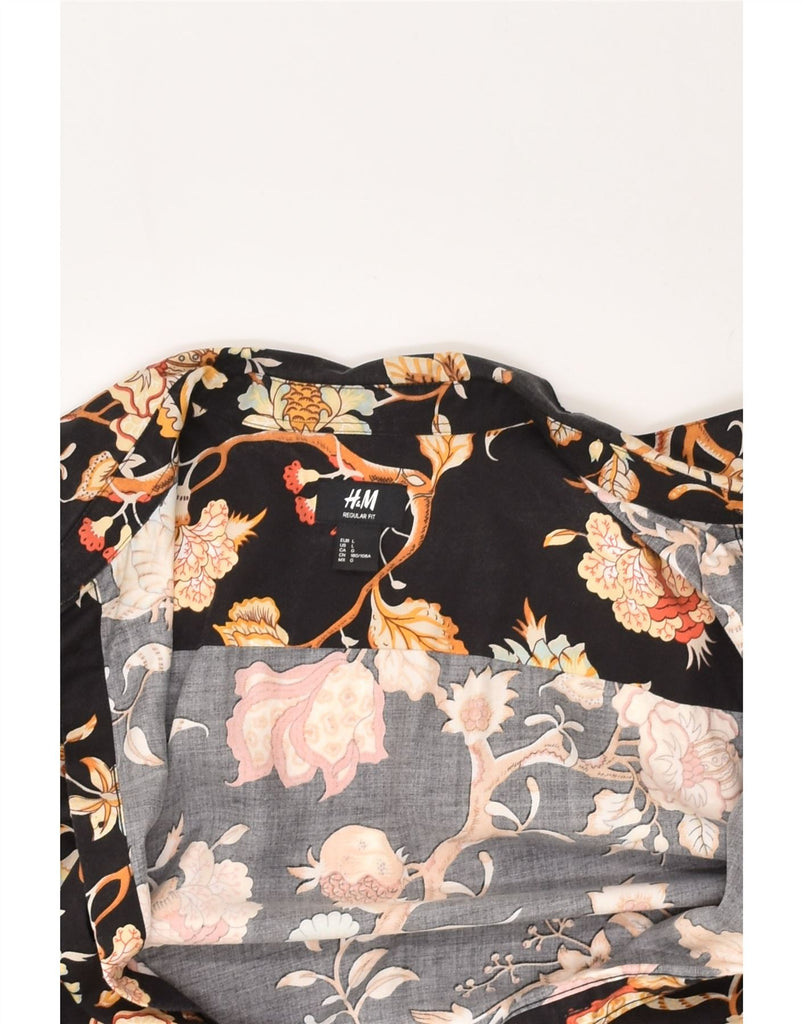 H&M Womens Shirt UK 16 Large Black Floral Cotton | Vintage H&M | Thrift | Second-Hand H&M | Used Clothing | Messina Hembry 
