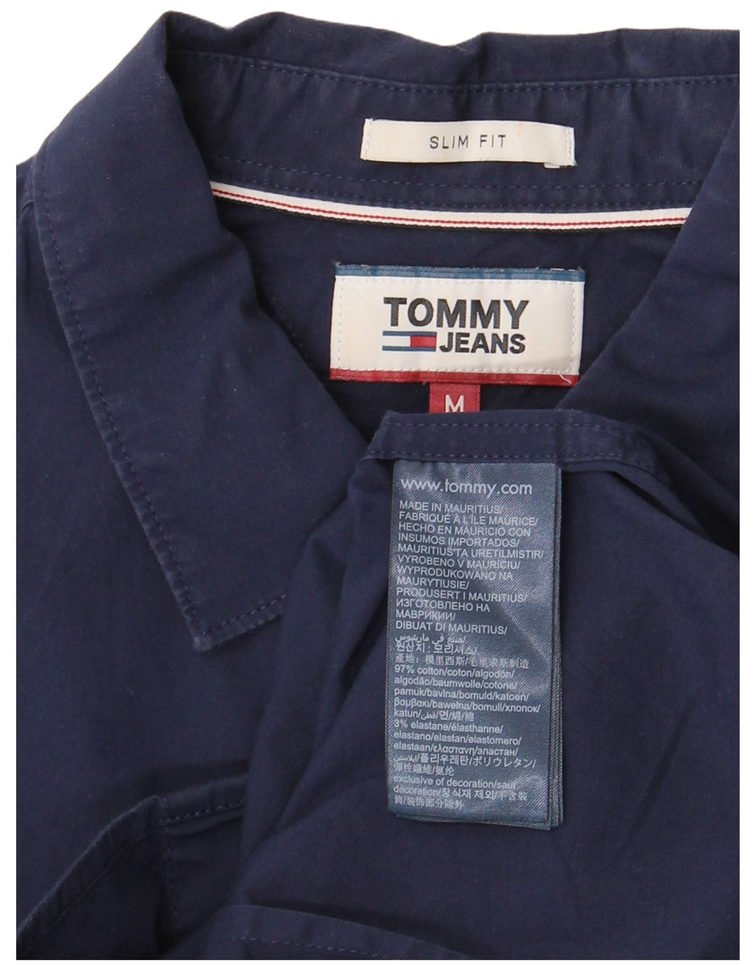 Tommy Hilfiger Mens Slim Fit Shirt Medium Navy Blue Cotton