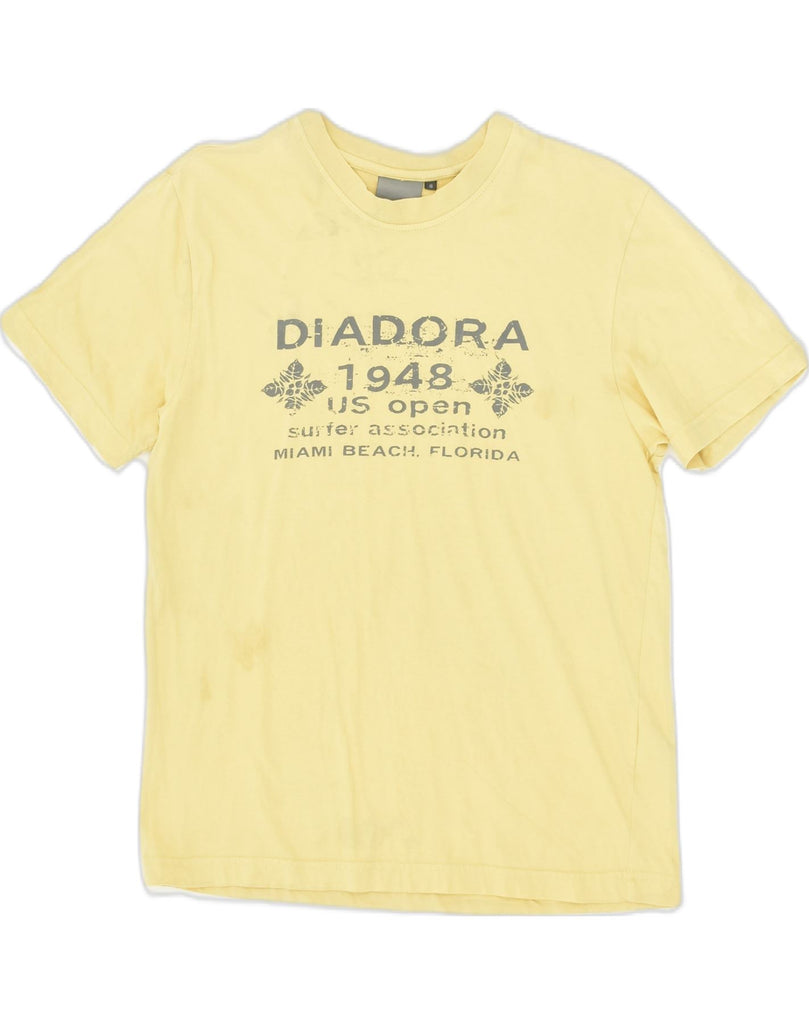 DIADORA Mens Graphic T-Shirt Top Small Yellow Cotton | Vintage Diadora | Thrift | Second-Hand Diadora | Used Clothing | Messina Hembry 