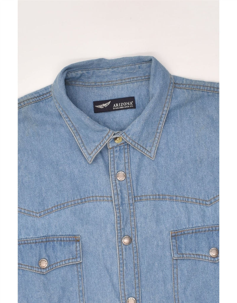 ARIZONA Mens Short Sleeve Denim Shirt XL Blue | Vintage Arizona | Thrift | Second-Hand Arizona | Used Clothing | Messina Hembry 