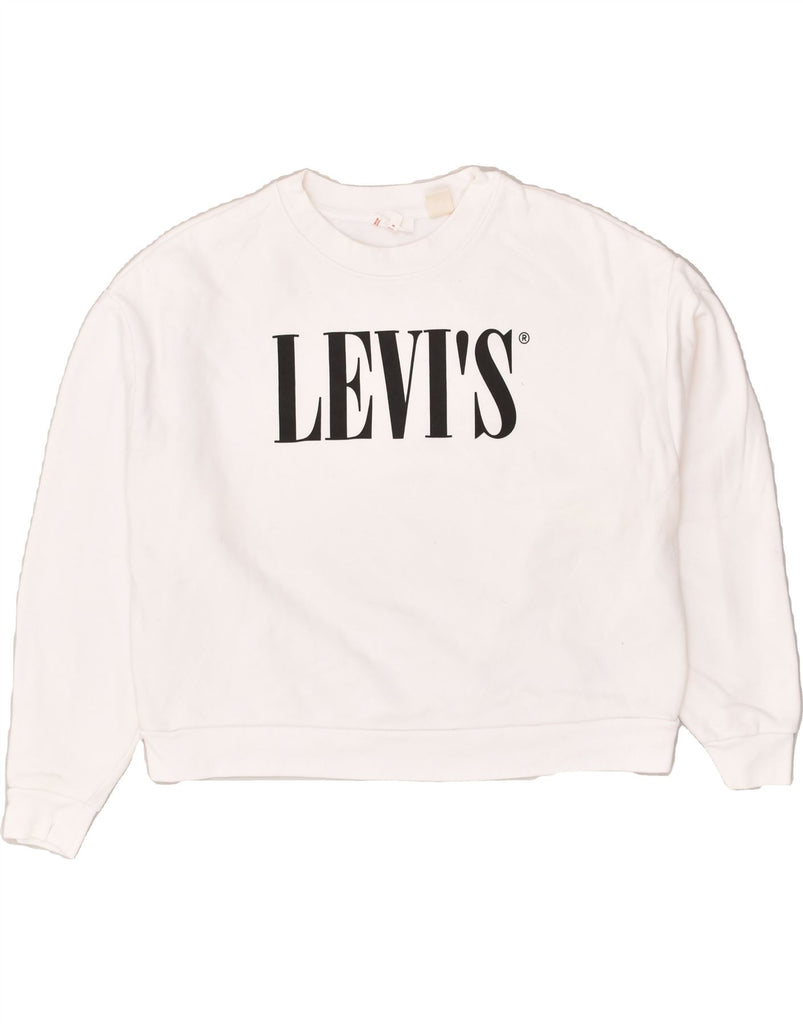 LEVI'S Womens Oversized Graphic Sweatshirt Jumper UK 14 Medium White | Vintage Levi's | Thrift | Second-Hand Levi's | Used Clothing | Messina Hembry 