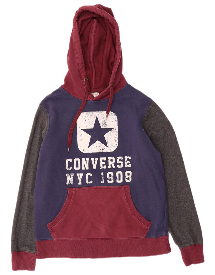 Converse Mens Graphic Hoodie Jumper Medium Multicoloured Colourblock Cotton