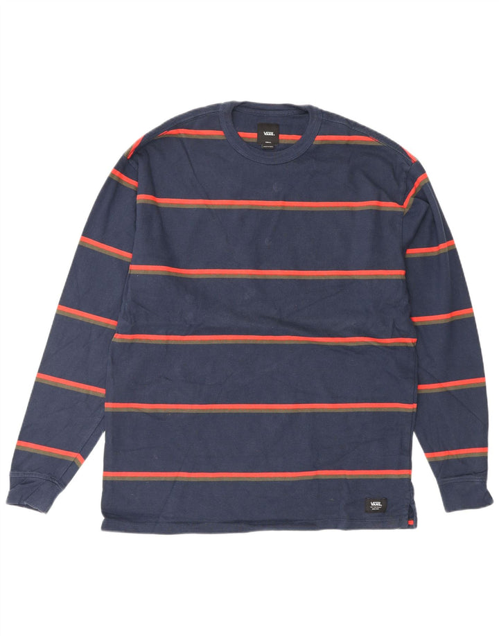 VANS Mens Top Long Sleeve Small Navy Blue Striped