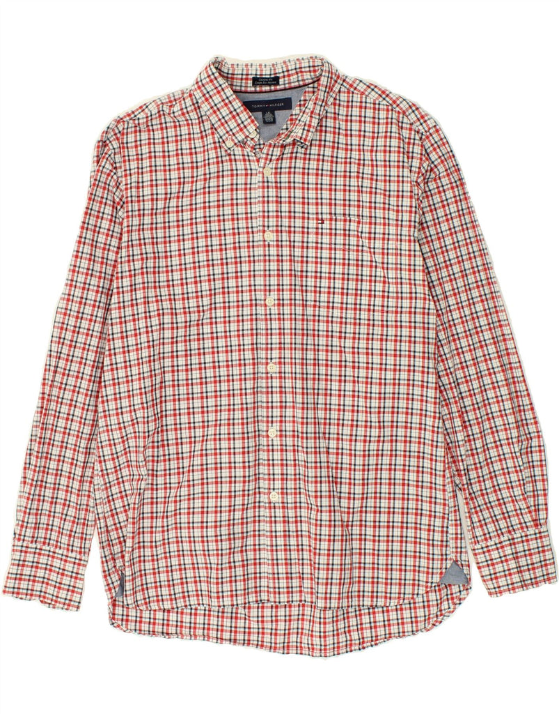 TOMMY HILFIGER Mens Custom Fit Shirt Large Red Check Cotton | Vintage Tommy Hilfiger | Thrift | Second-Hand Tommy Hilfiger | Used Clothing | Messina Hembry 