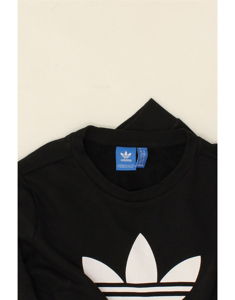 ADIDAS Womens Oversized Graphic Sweatshirt Jumper UK 10 Small Black Cotton | Vintage Adidas | Thrift | Second-Hand Adidas | Used Clothing | Messina Hembry 