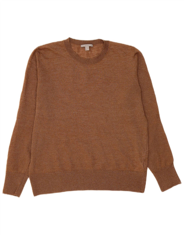 Cos Womens Crew Neck Jumper Sweater UK 14 Medium Brown Flecked Wool
