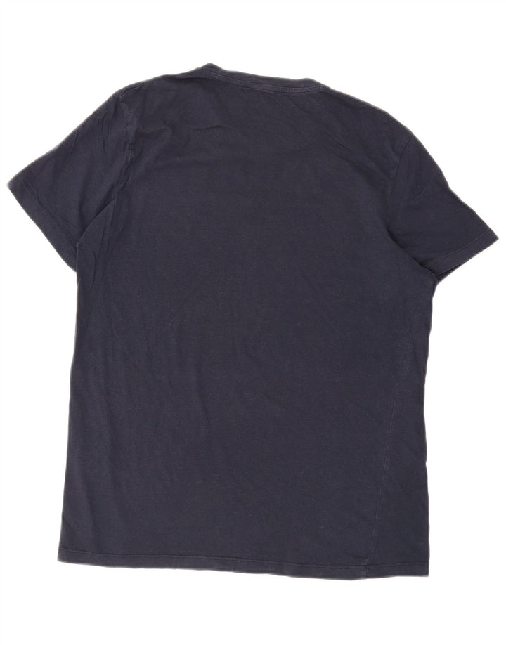 JACK & JONES Mens T-Shirt Top Large Navy Blue Cotton