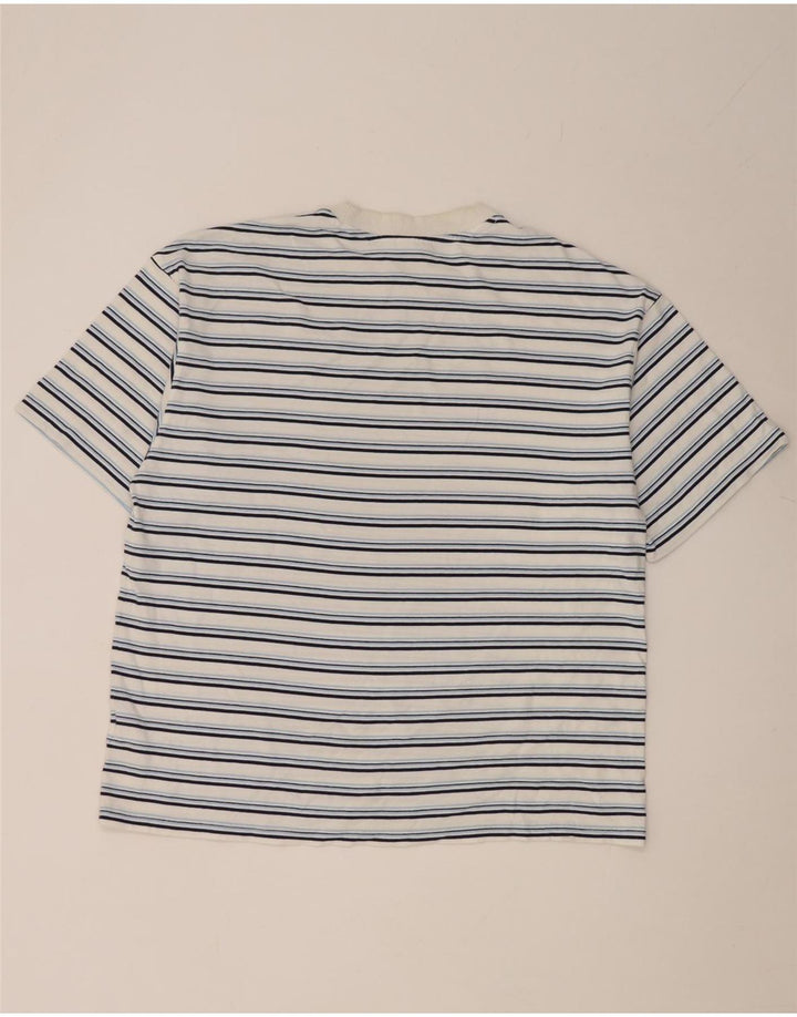 Adidas Mens T-Shirt Top XL White Striped Cotton