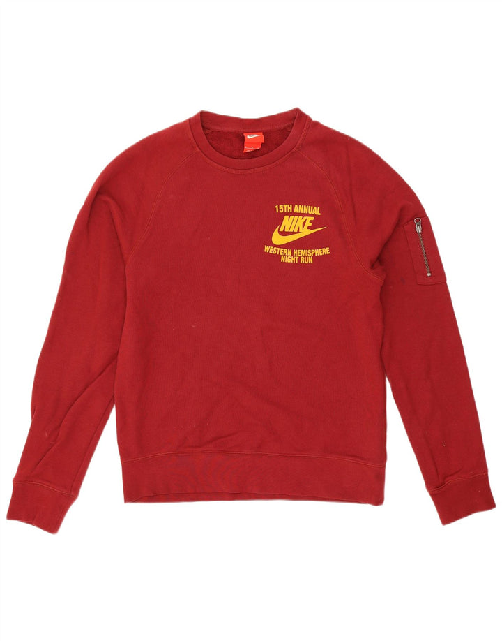 Nike Mens Graphic Sweatshirt Jumper Small Burgundy Cotton