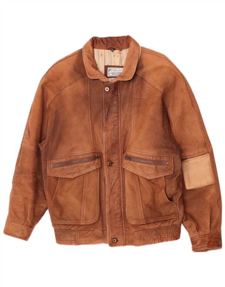 Giaccomo Larusso Mens Leather Jacket IT 52 XL Brown Leather