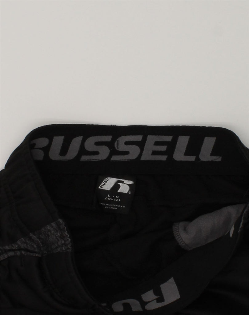 RUSSELL ATHLETIC Boys Tracksuit Trousers 10-11 Years Large Black Polyester | Vintage Russell Athletic | Thrift | Second-Hand Russell Athletic | Used Clothing | Messina Hembry 