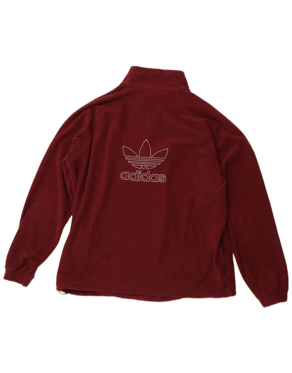 ADIDAS Mens Graphic Zip Neck Fleece Jumper XL Burgundy Polyester