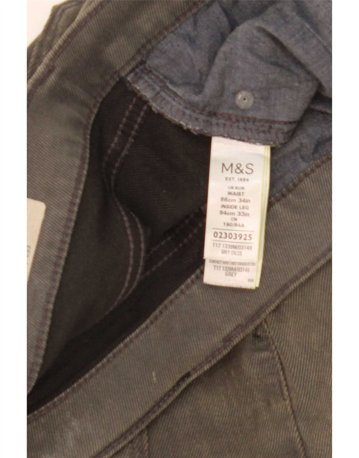 Marks & Spencer Mens Slim Jeans W34 L33 Grey Cotton