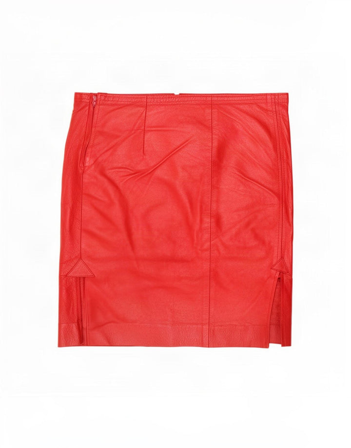 Vintage Womens Leather Skirt Large W32 Red
