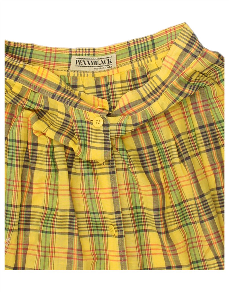 PENNY BLACK Womens Pleated Skirt W23 2XS Yellow Check Vintage Penny Black and Second-Hand Penny Black from Messina Hembry 