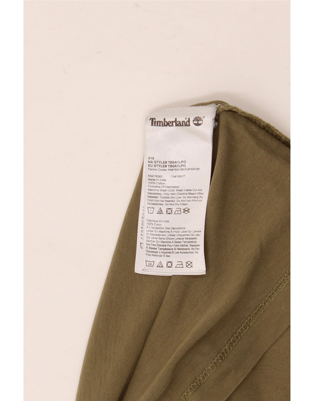 Timberland Mens T-Shirt Top XL Khaki