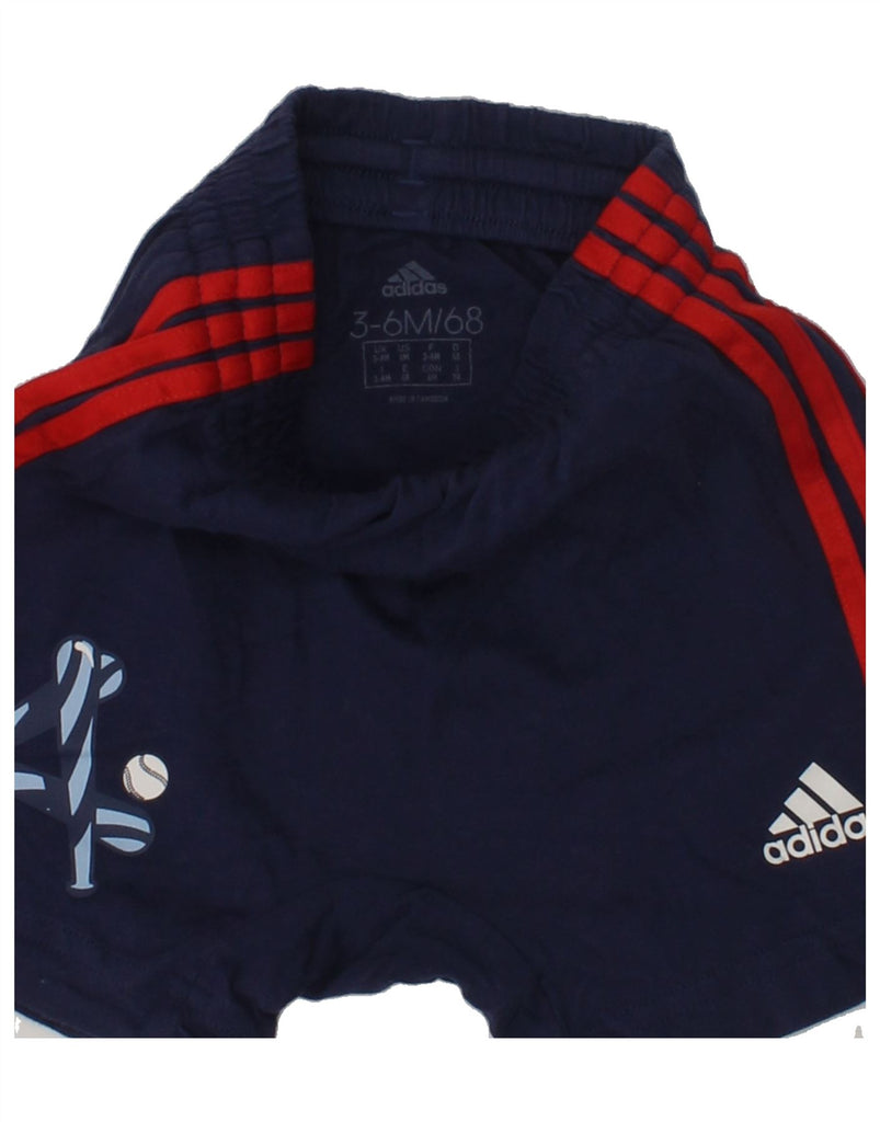 ADIDAS Baby Boys Graphic Sport Shorts 3-6 Months Navy Blue Cotton | Vintage Adidas | Thrift | Second-Hand Adidas | Used Clothing | Messina Hembry 