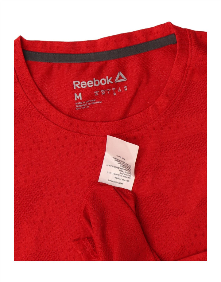 Reebok Mens T-Shirt Top Medium Red Camouflage Polyester