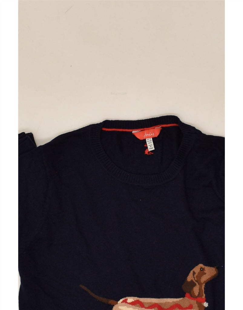 JOULES Womens Graphic Crew Neck Jumper Sweater UK 12 Medium  Navy Blue | Vintage Joules | Thrift | Second-Hand Joules | Used Clothing | Messina Hembry 