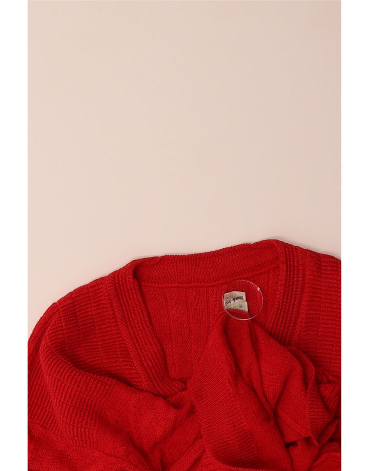 VINTAGE Womens V-Neck Jumper Sweater IT 48 XL Red Cotton Vintage Vintage and Second-Hand Vintage from Messina Hembry 