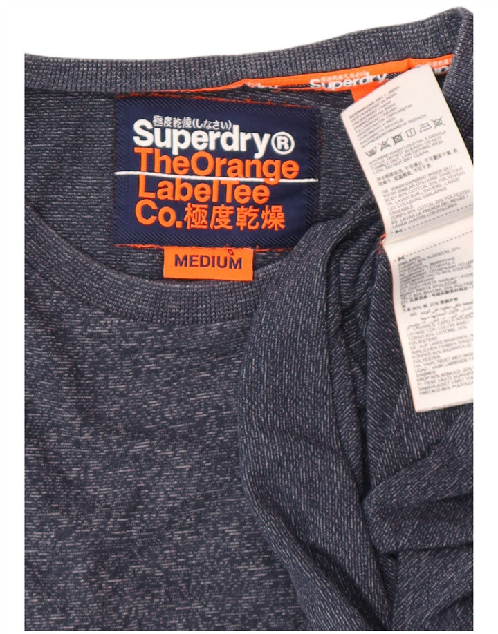 SUPERDRY Mens Top Long Sleeve Medium Navy Blue Cotton