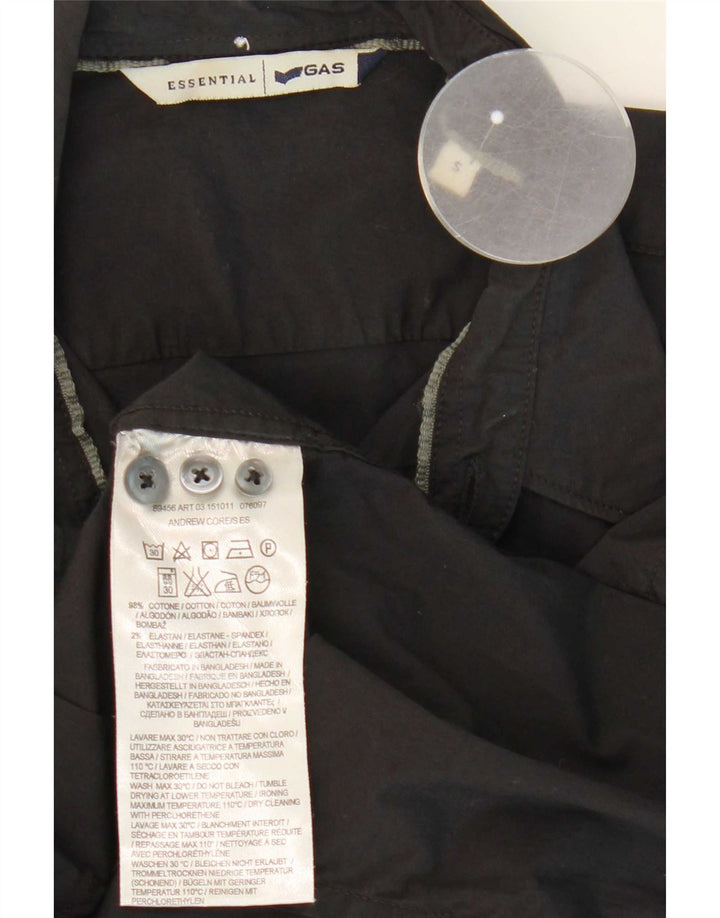 Gas Mens Shirt Small Black Cotton