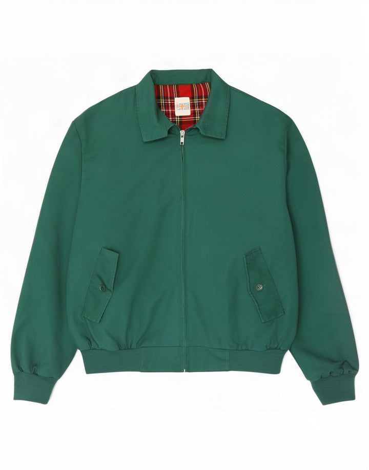 Vintage Mens Bomber Jacket UK 40 Large Green Polyester