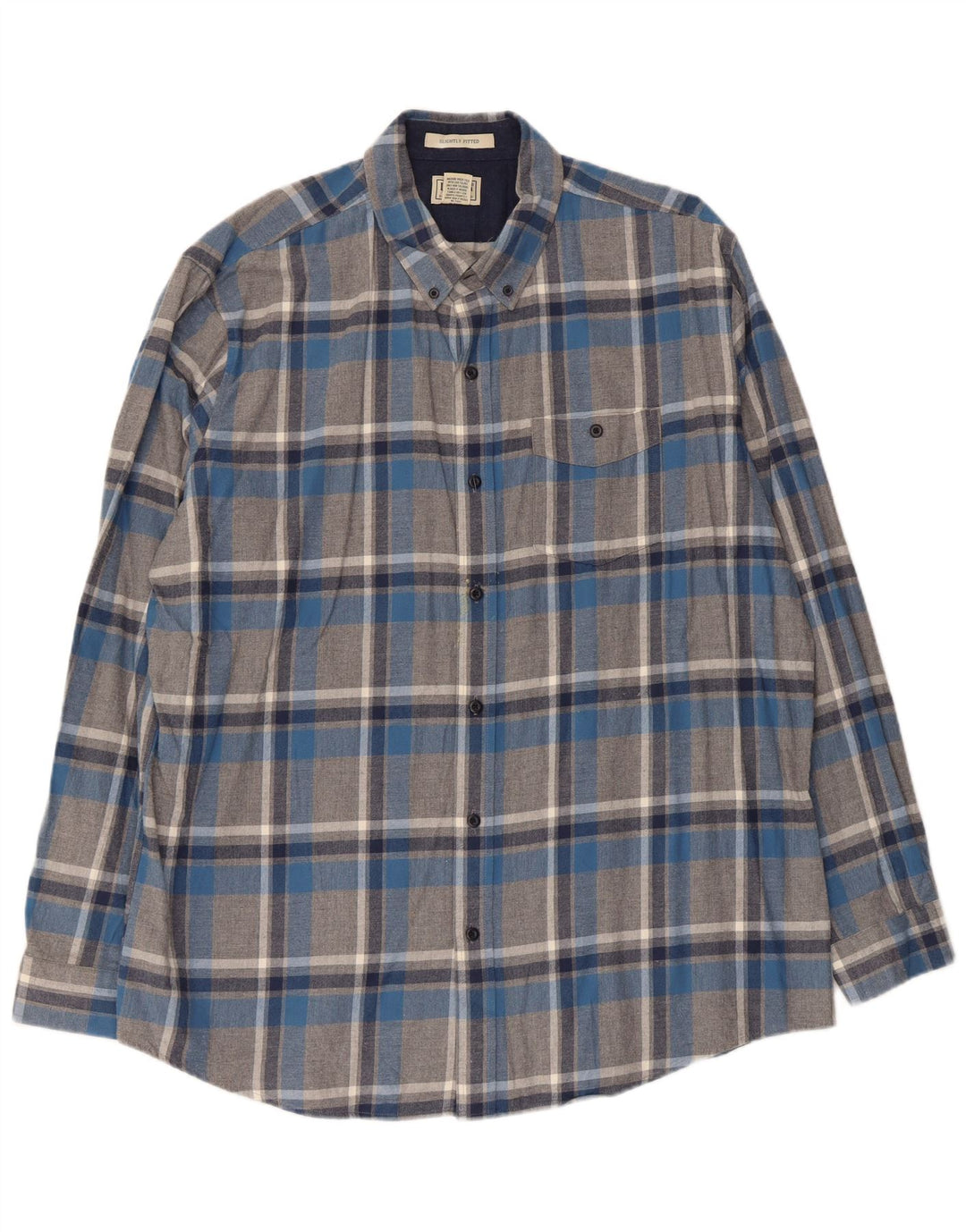 L.L.Bean Mens Flannel Shirt XL Grey Check Cotton