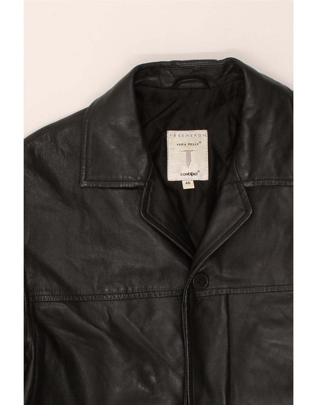 CONBIPEL Mens Leather Coat IT 46 Small Black Leather