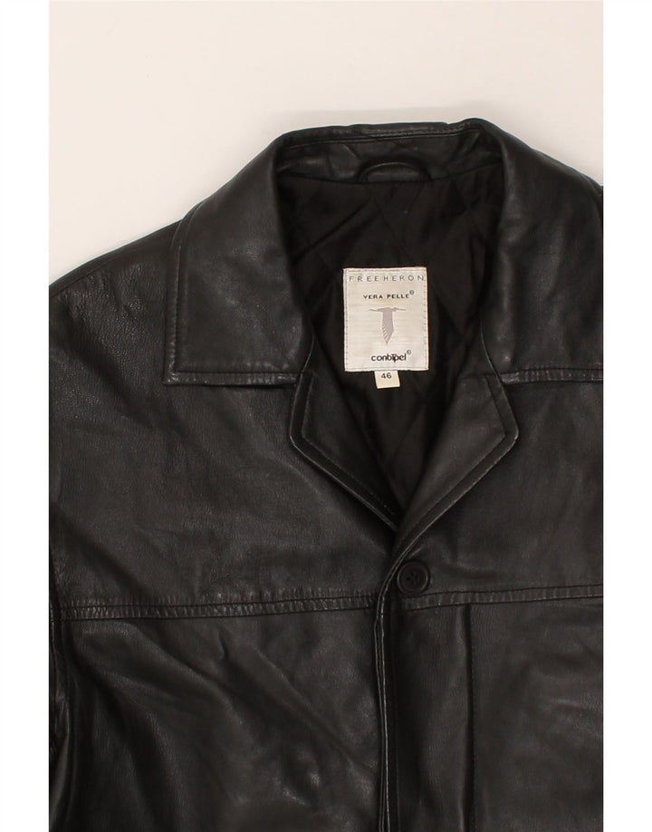 CONBIPEL Mens Leather Coat IT 46 Small Black Leather