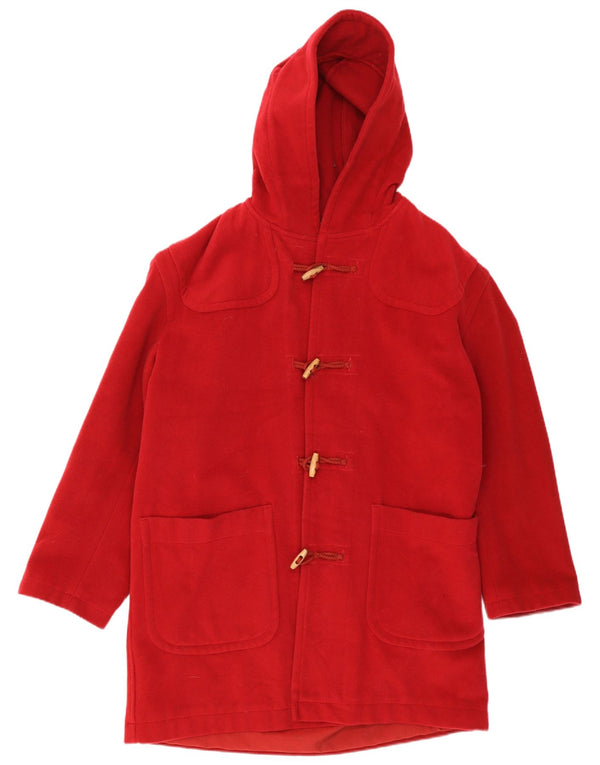 Sisley Womens Hooded Oversized Duffle Coat UK 16 Large Red Wool