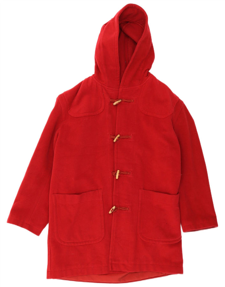 Sisley Womens Hooded Oversized Duffle Coat UK 16 Large Red Wool