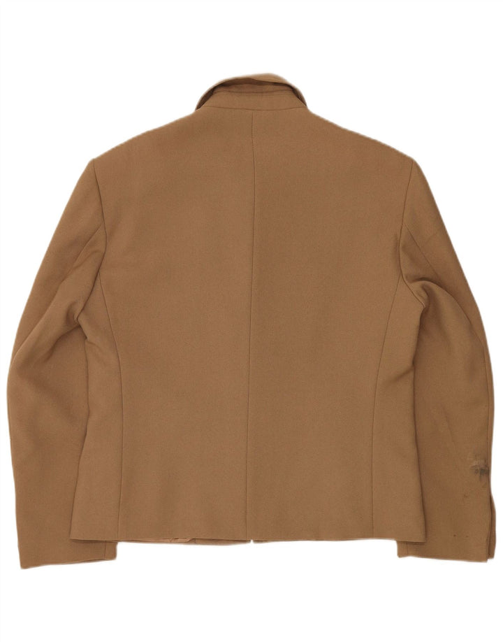 VINTAGE Womens Blazer Jacket IT 48 XL Brown Polyester