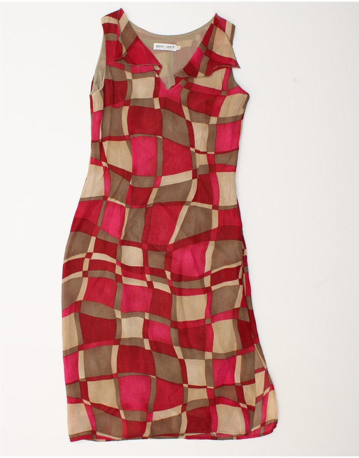 Vintage Womens Sleeveless Basic Dress IT 42 Medium Red Geometric
